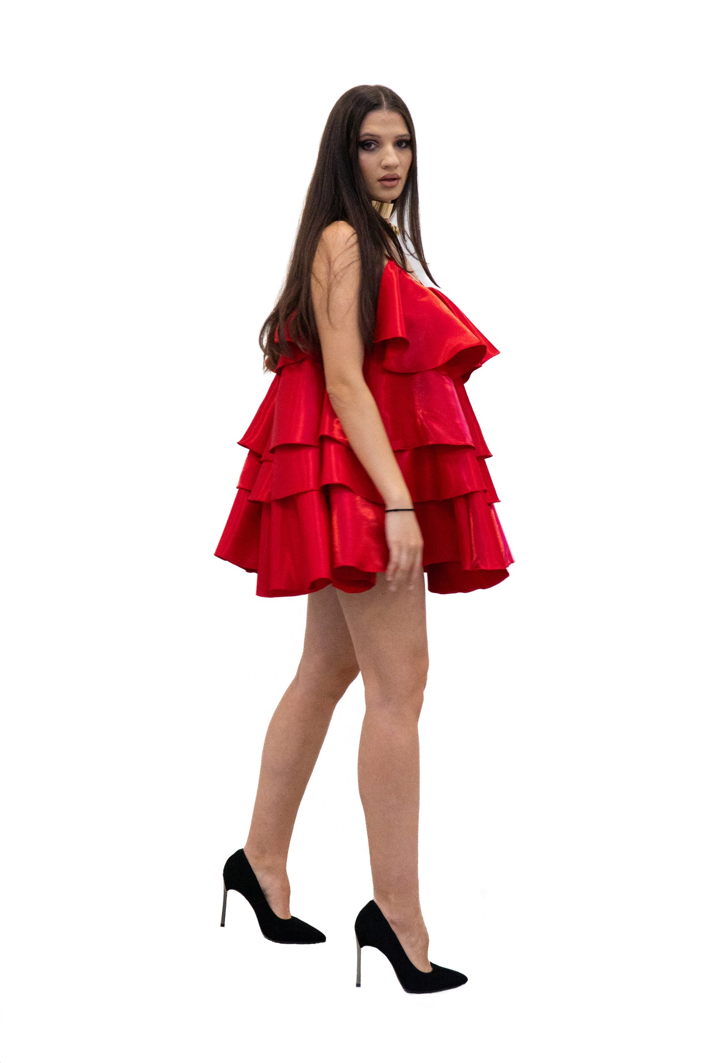 Ruffled Organza Flowy Dress