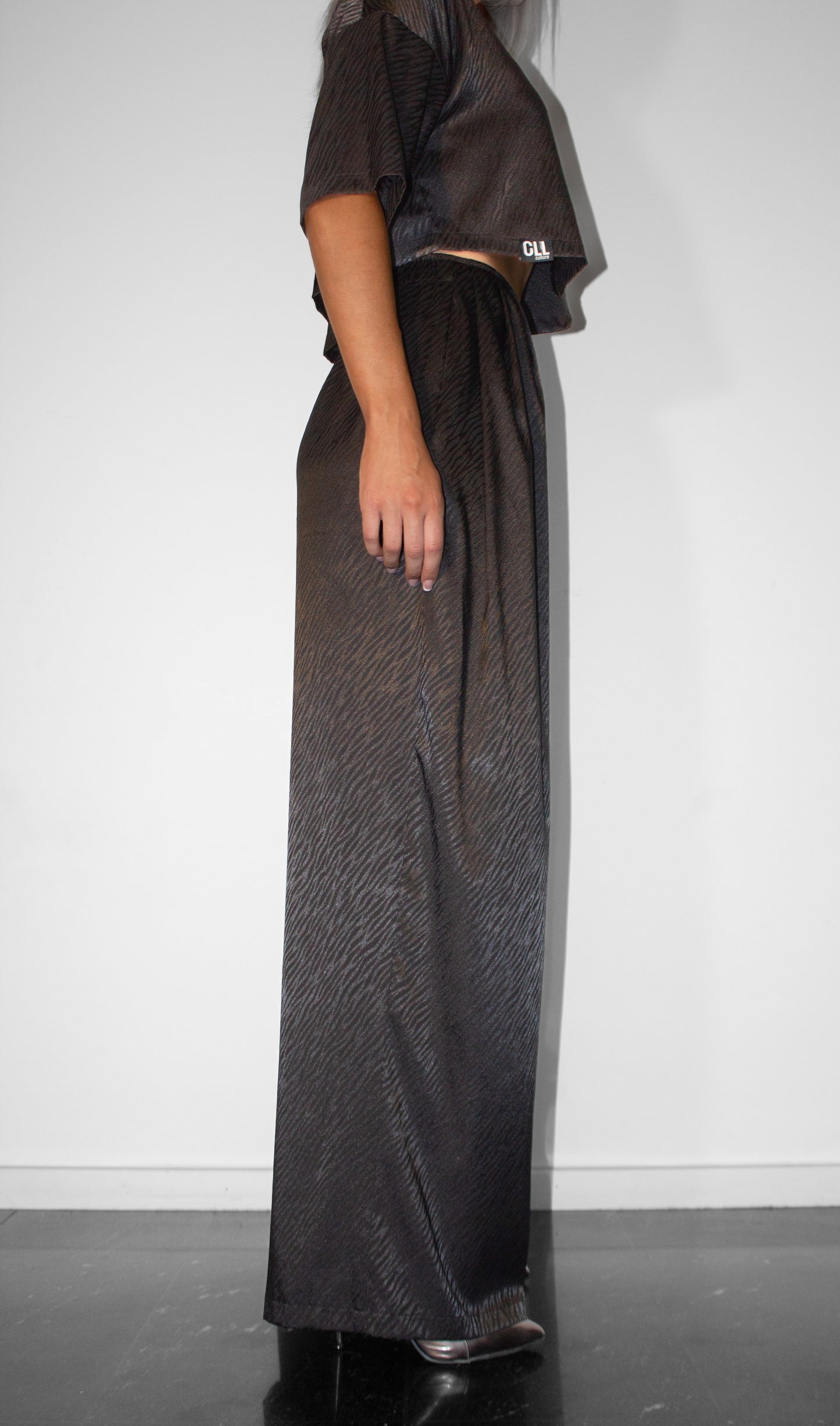 Black Zebra Satin Trousers