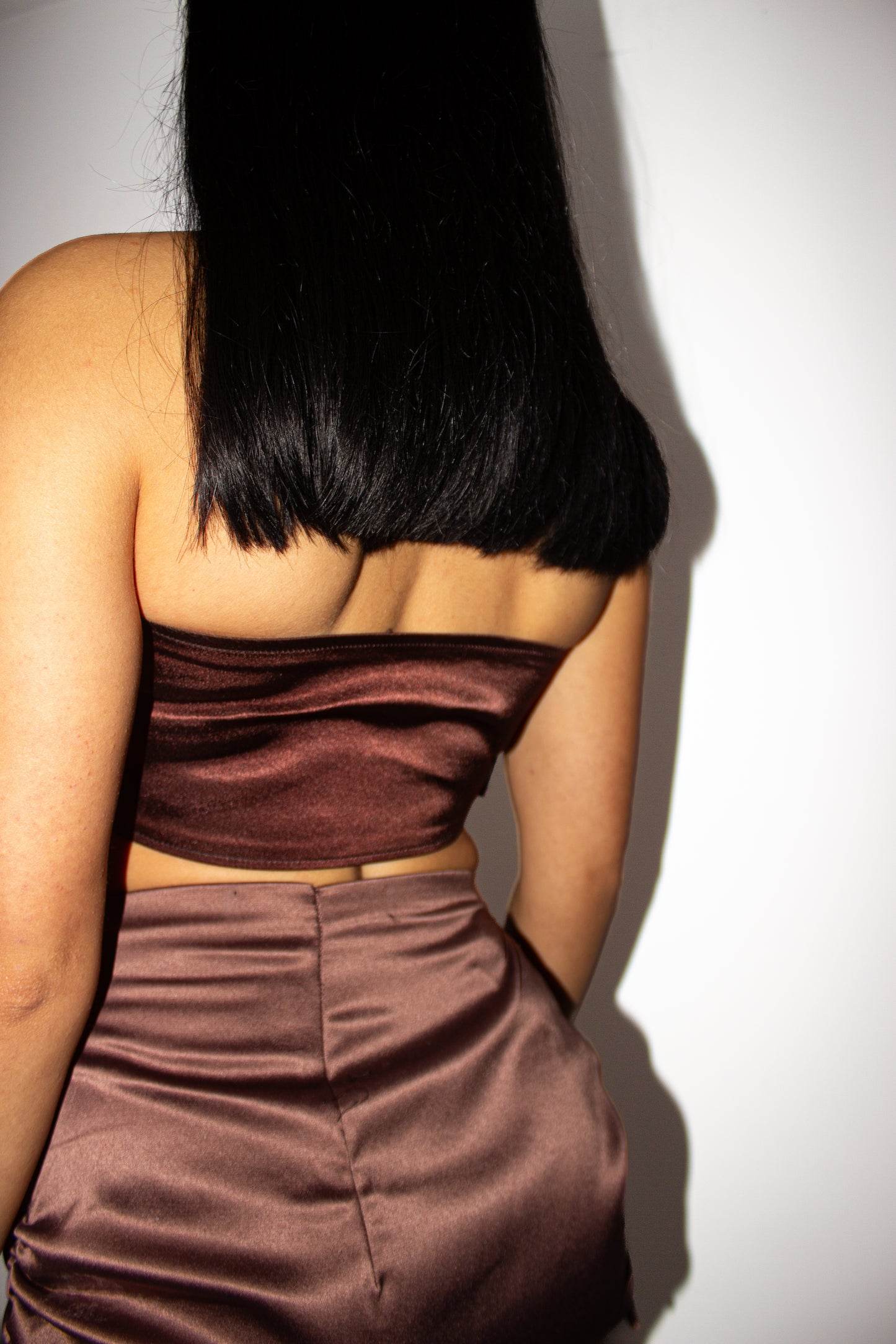 Brown Satin Mini Top