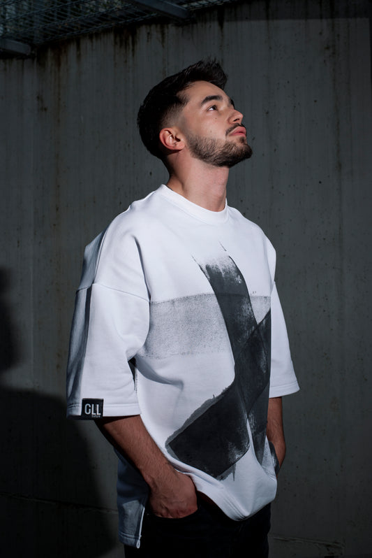 Oversized White Techno Tee