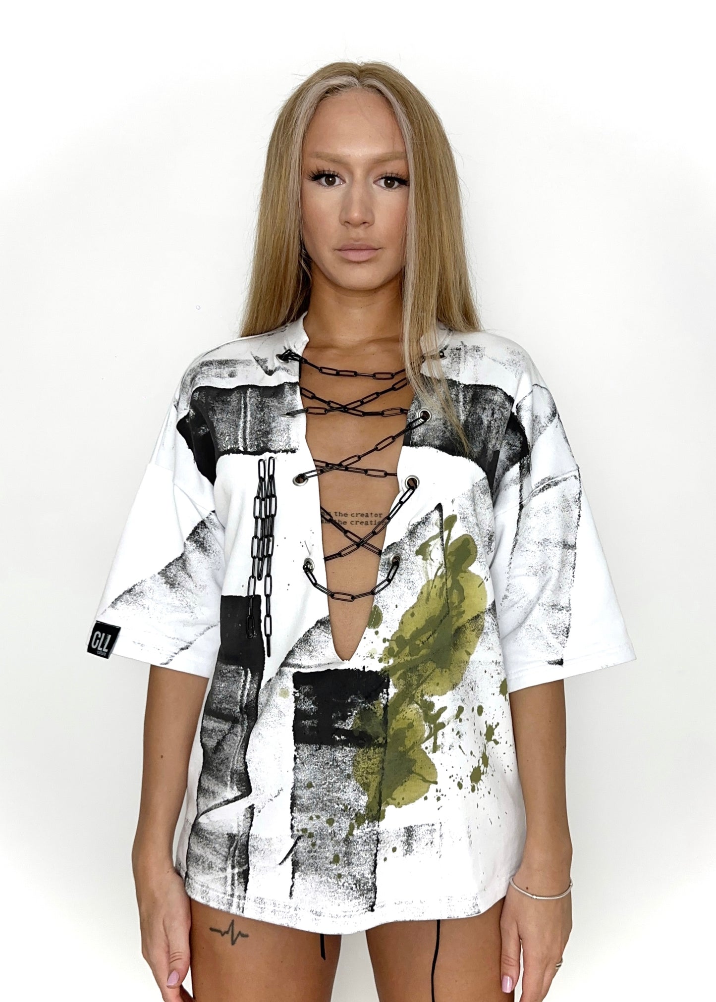 Viral White Oversized Chain Dress