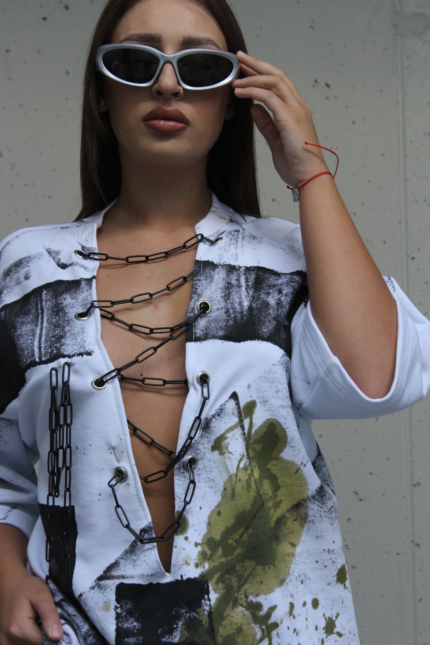 Viral White Oversized Chain Dress