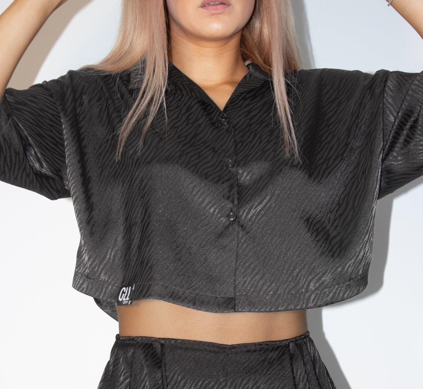 Black Zebra Satin Shirt