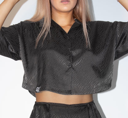 Black Zebra Satin Shirt