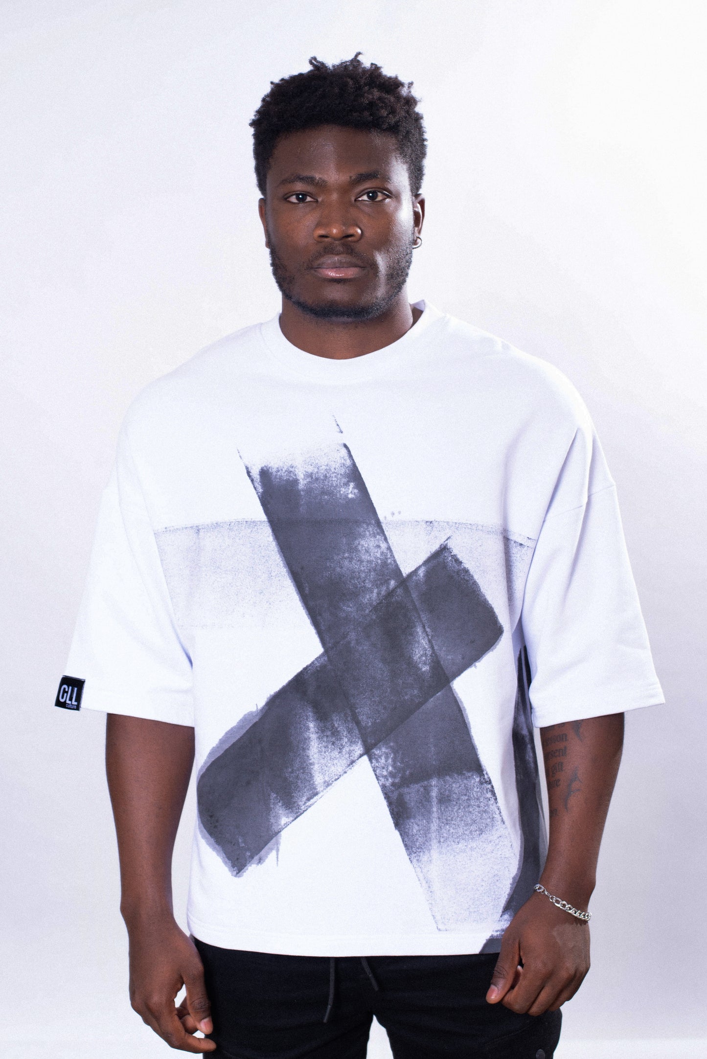 Oversized White Techno Tee