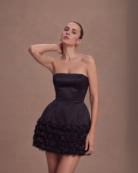 Flora Black Corset Dress