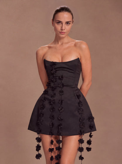 Noir Cascade Corset Dress