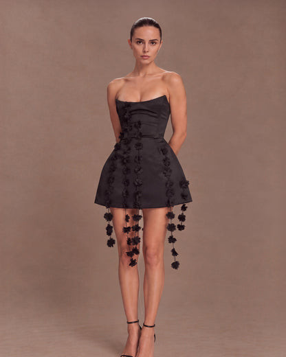 Noir Cascade Corset Dress