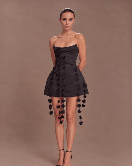 Noir Cascade Corset Dress