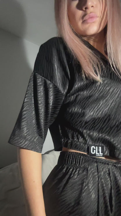 Black Zebra Satin Shirt