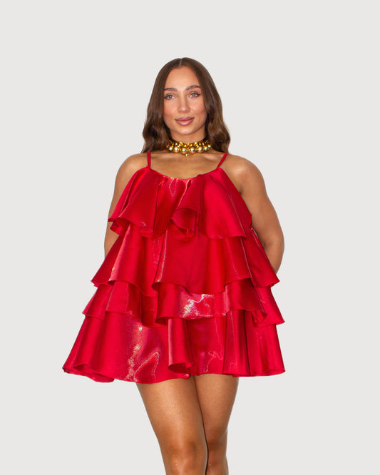 Ruffled Organza Flowy Dress