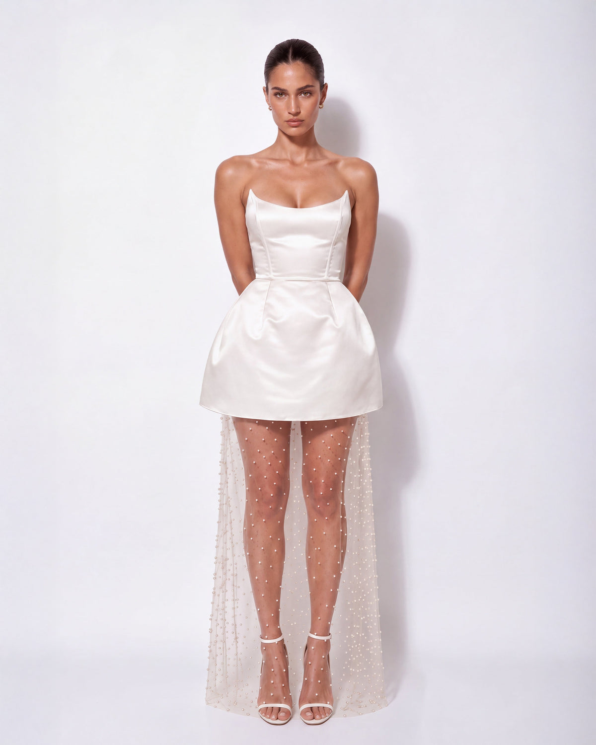 White Pearl Corset Maxi Dress