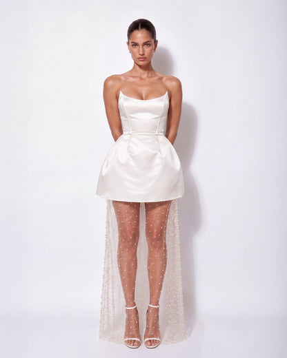 White Pearl Corset Maxi Dress